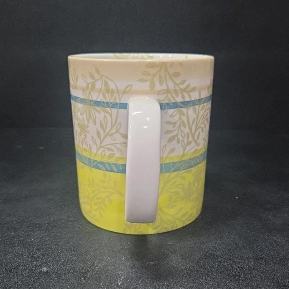 Starbucks Zen‎ Coffee Cup, Vintage Inspired Teal & Green Leaf Design, Drinkware